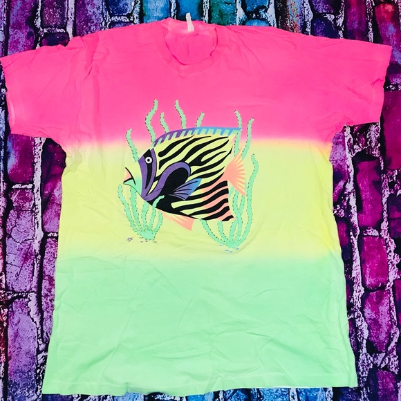 VTG single stitched Fish tie-dye t shirt - Picture 1 of 3